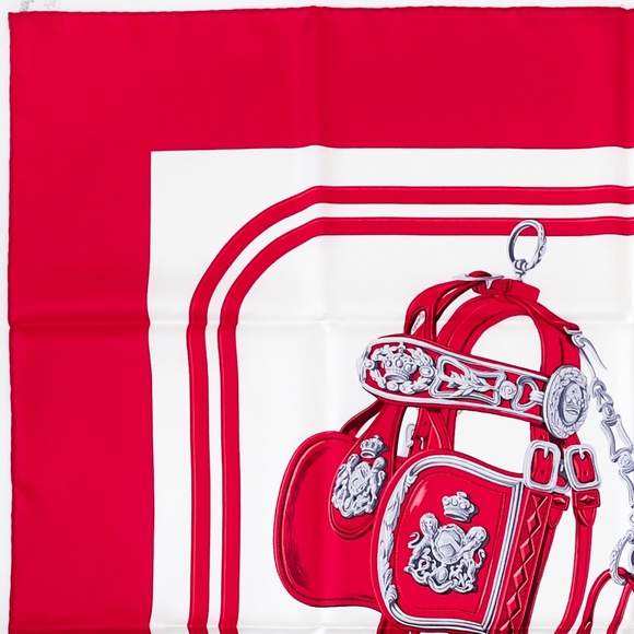 NWT Hermes Scarf "Brides de Gala" in Red/White - Picture 6 of 9